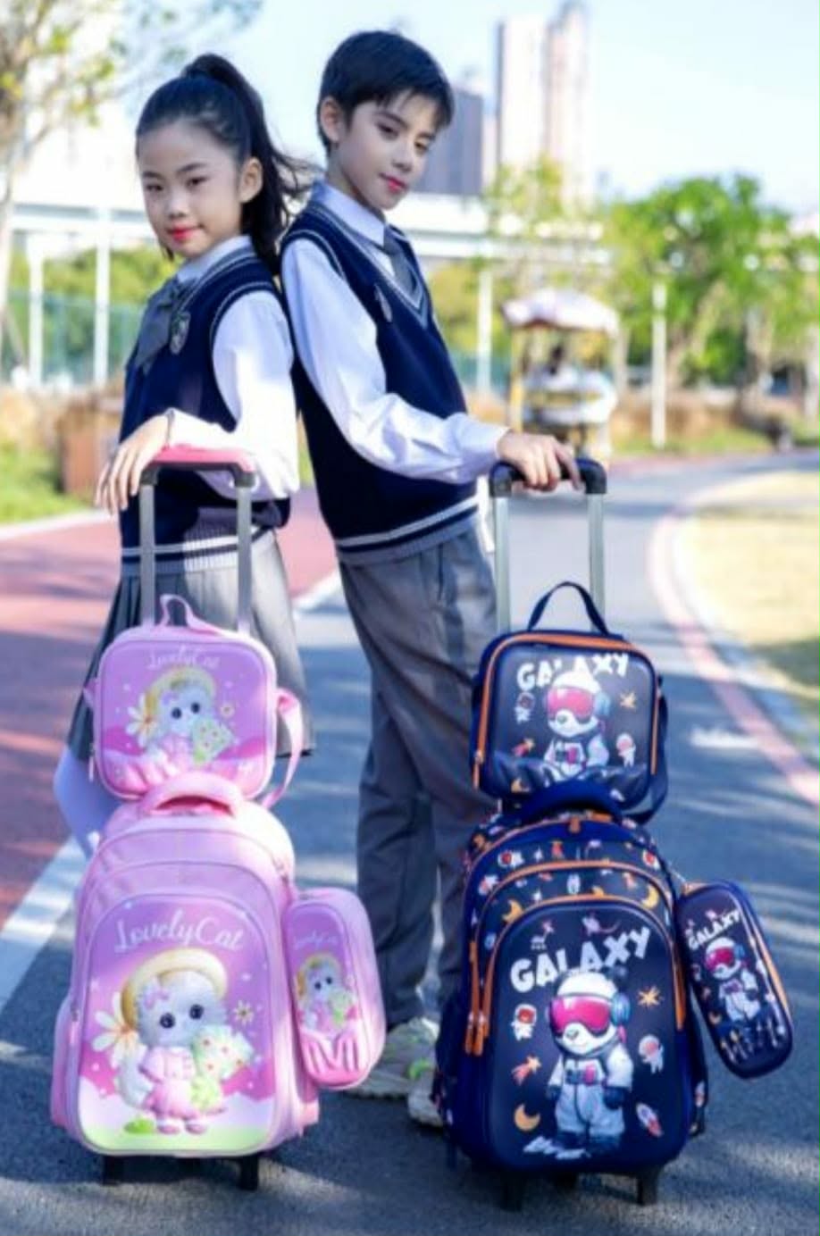Kids School Trolley Bag Set