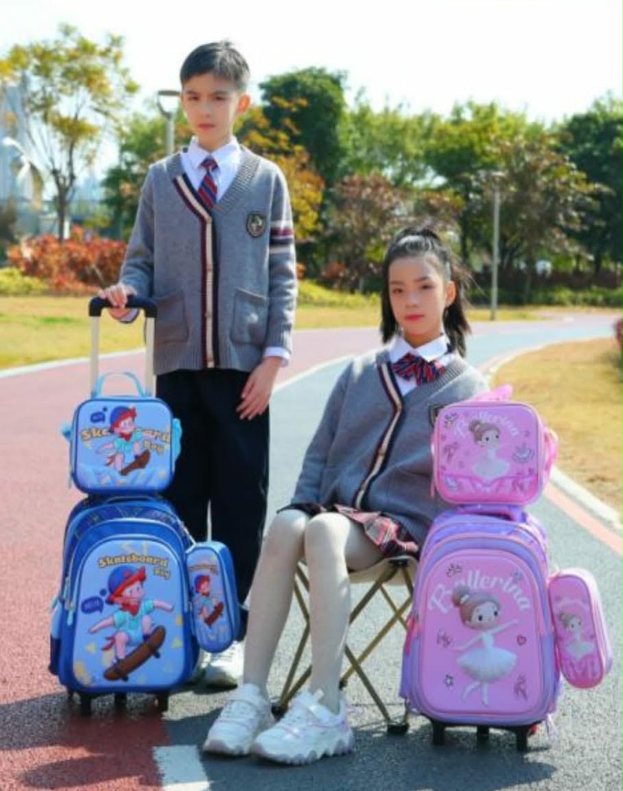 Kids School Trolley Bag Set